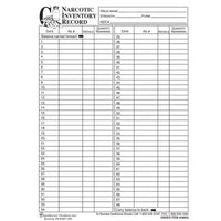 Narcotic Inventory Book Replacement Sheets