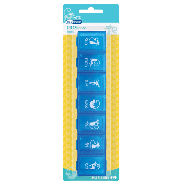 Front packaging of x-large weekly pill organizer for cats