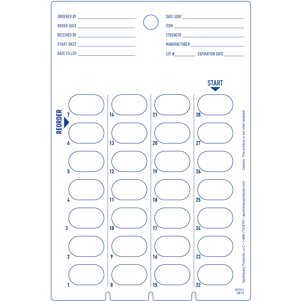 Cold Seal Card 28-dose back | Apothecary Products