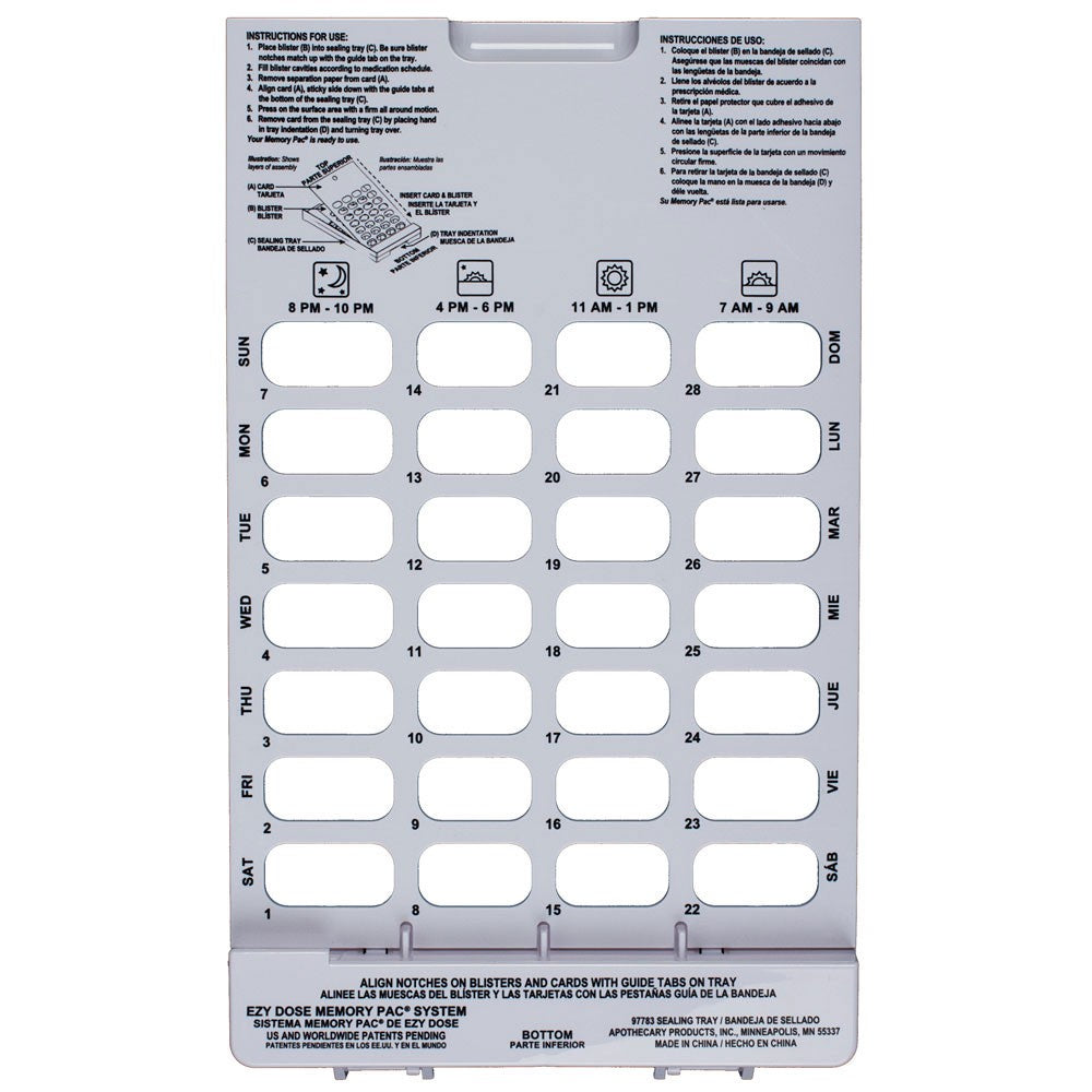 Cold Seal Blister Card Tray 28-dose tray | Apothecary Products
