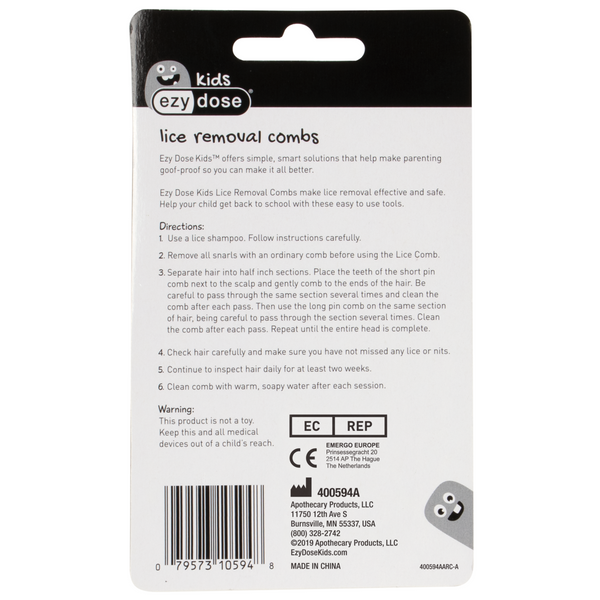 back packaging lice comb 2 pack