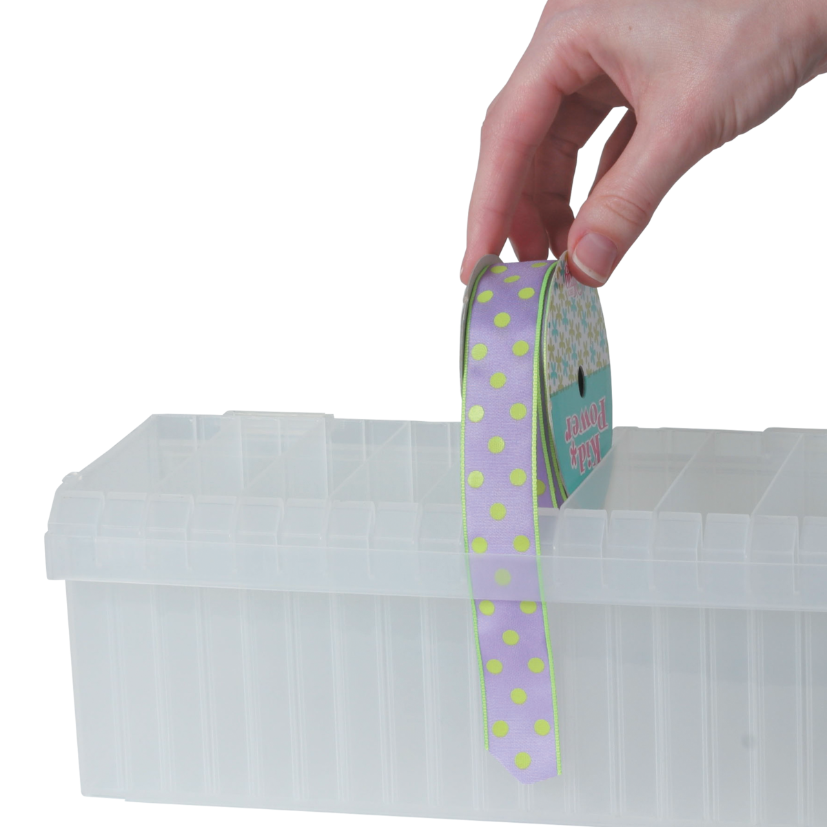 Craft Ribbon Organizer Ribbon Storage Holder Clear Plastic Box