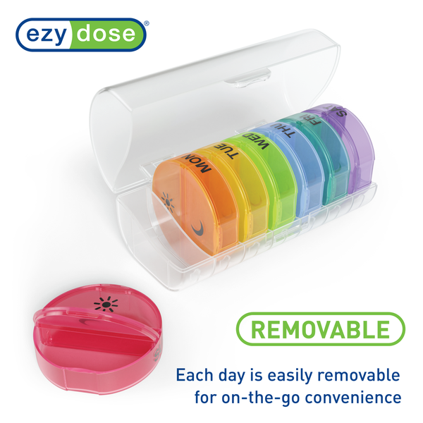rainbow pill organizer has removable compartments