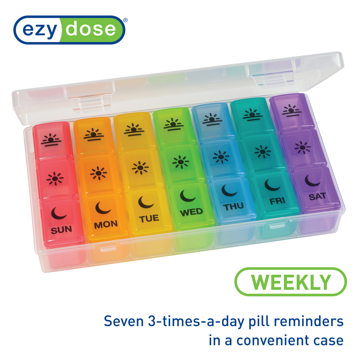 rainbow weekly pill organizer
