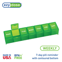 Weekly green pill organizer made in the USA and BPA free