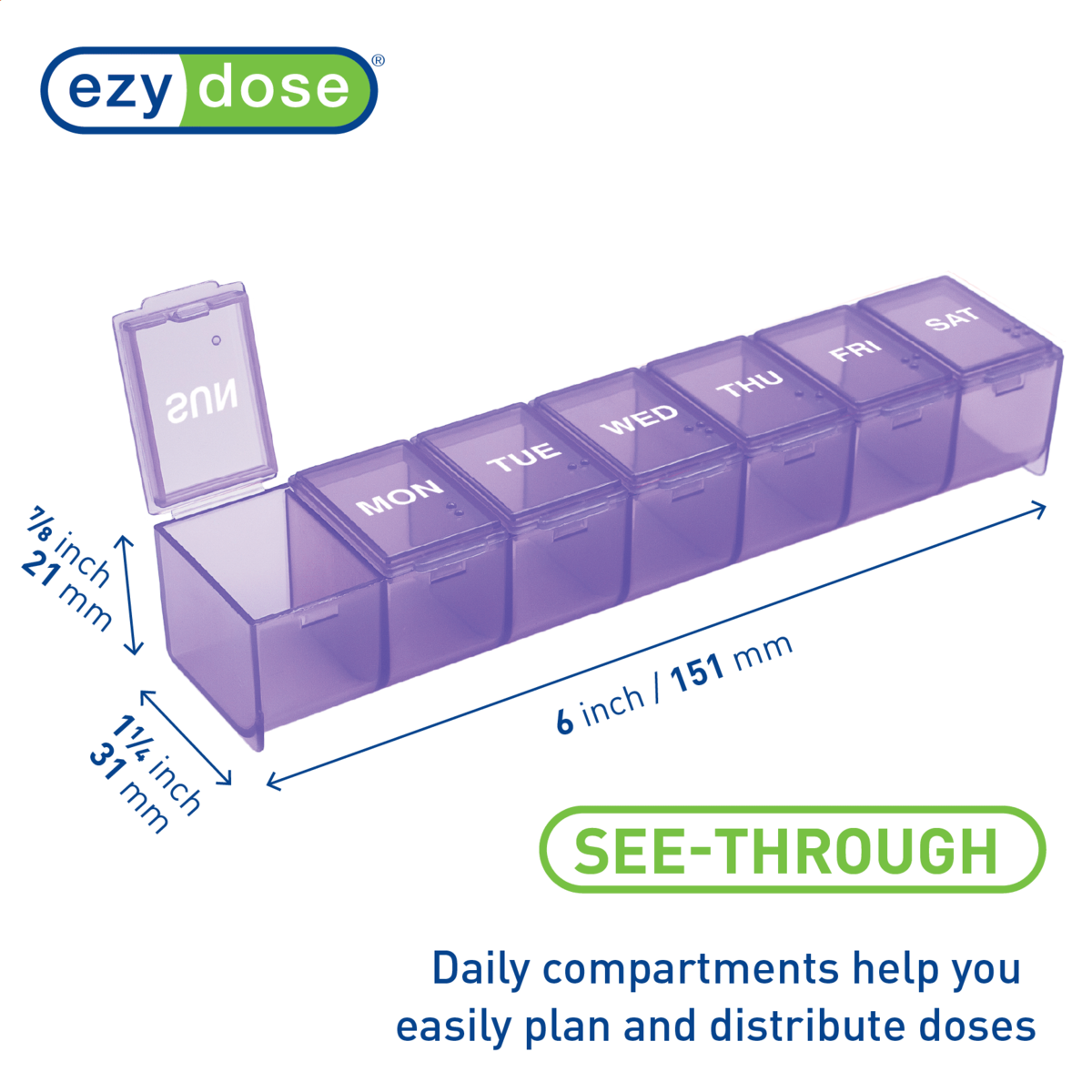 purple pill organizer dimensions