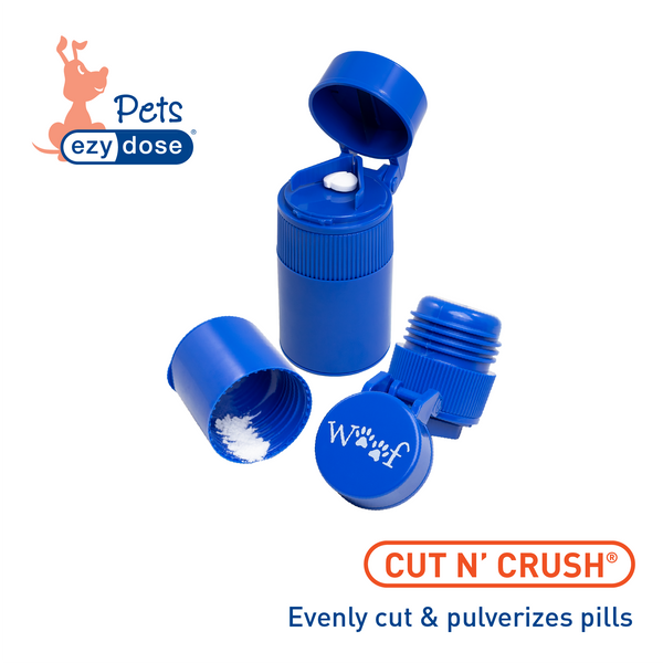 Pill cutter and crusher evenly cuts and pulverizes pills