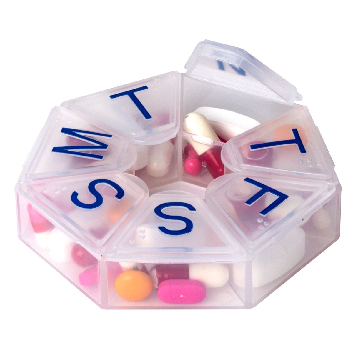 Acu-Life® Weekly Round Pill Box, 7 Day Pill Organizer