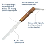 Tapered Stainless Steel Spatula with hook has durable stainless steel with wooden handle