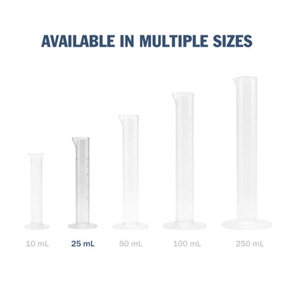 Transparent &amp; Autoclavable Graduated Cylinder available in multiple sizes - 25mL