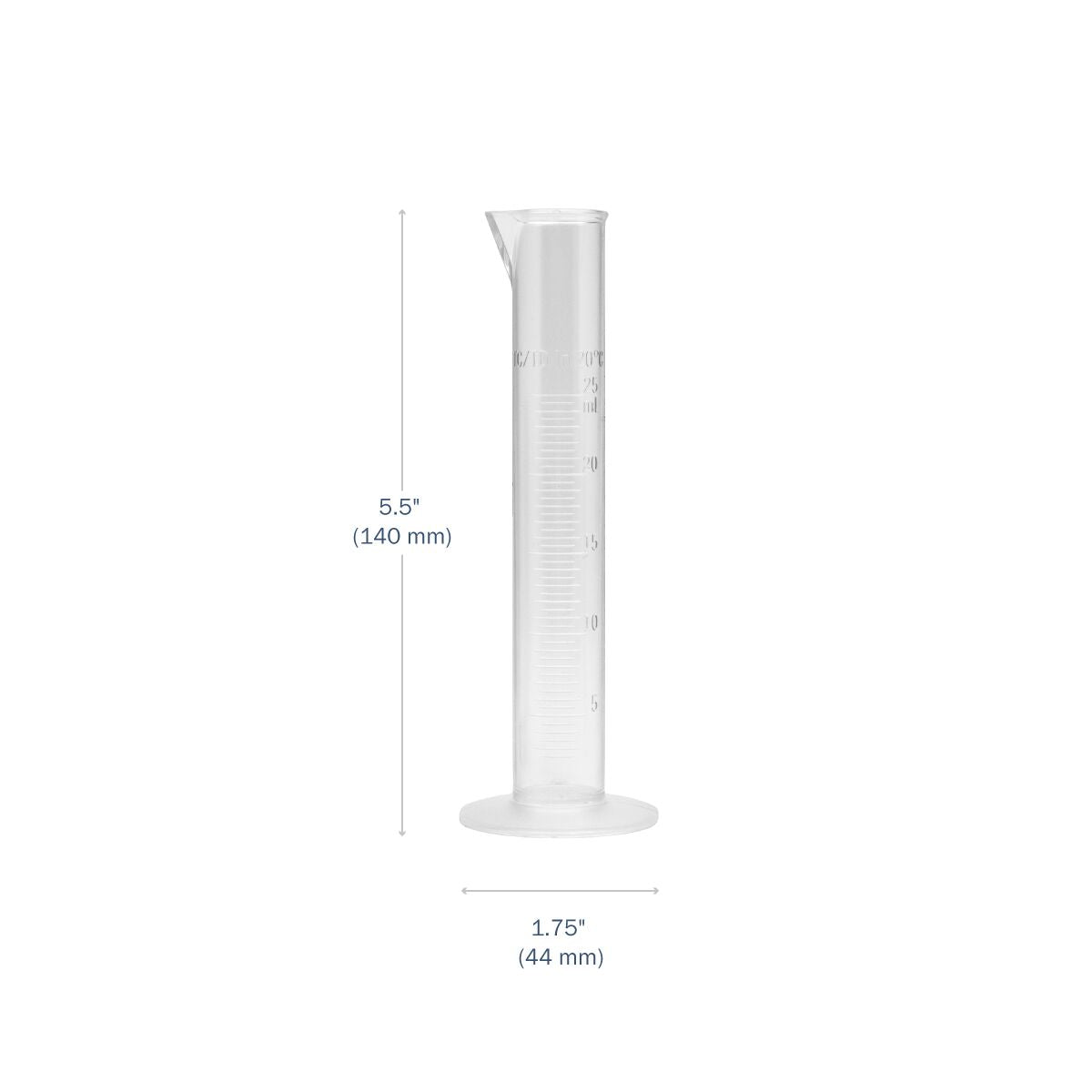 Transparent &amp; Autoclavable Graduated Cylinder 50 mL dimensions