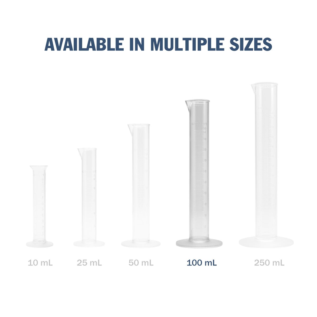Transparent &amp; Autoclavable Graduated Cylinder available in multiple sizes - 100 mL