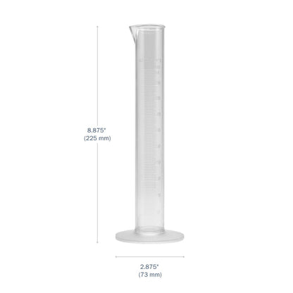 Transparent &amp; Autoclavable Graduated Cylinder 250 mL dimensions