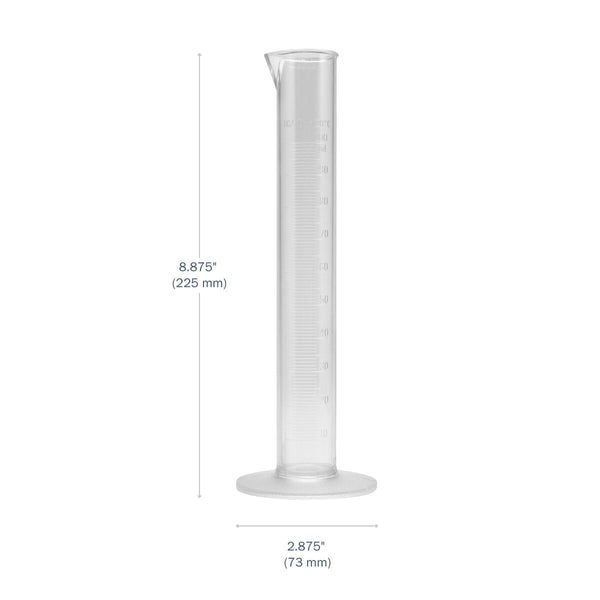 Transparent & Autoclavable Graduated Cylinder 250 mL dimensions