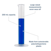 Transparent & Autoclavable Graduated Cylinder 250 mL features