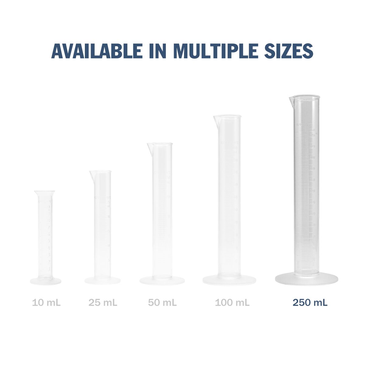 Transparent &amp; Autoclavable Graduated Cylinder available in multiple sizes - 250 mL