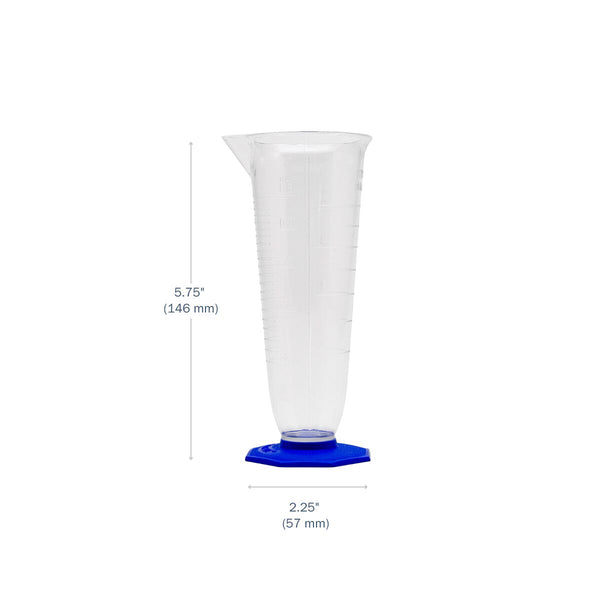 Double-Scale Polymethylpentene Pharmaceutical Graduate 125 mL dimensions