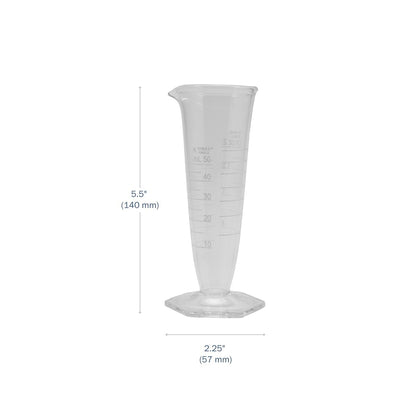 Kimax® Glass Pharmaceutical Dual-Scale Graduates 50 mL dimensions