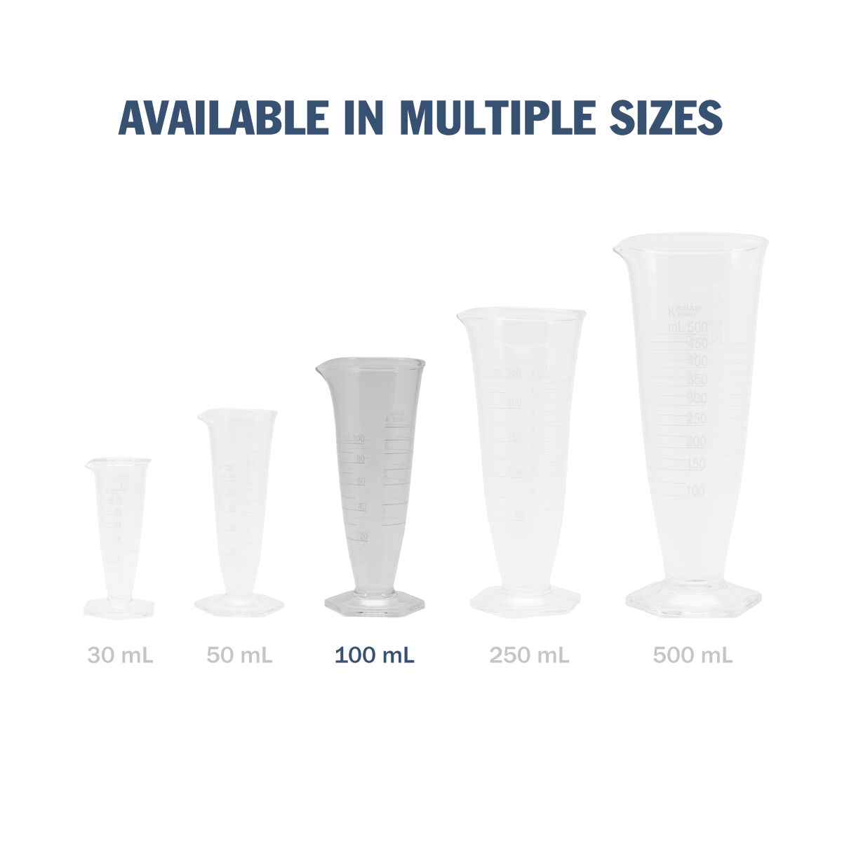 Kimax® Glass Pharmaceutical Dual-Scale Graduates available in multiple sizes - 100 mL