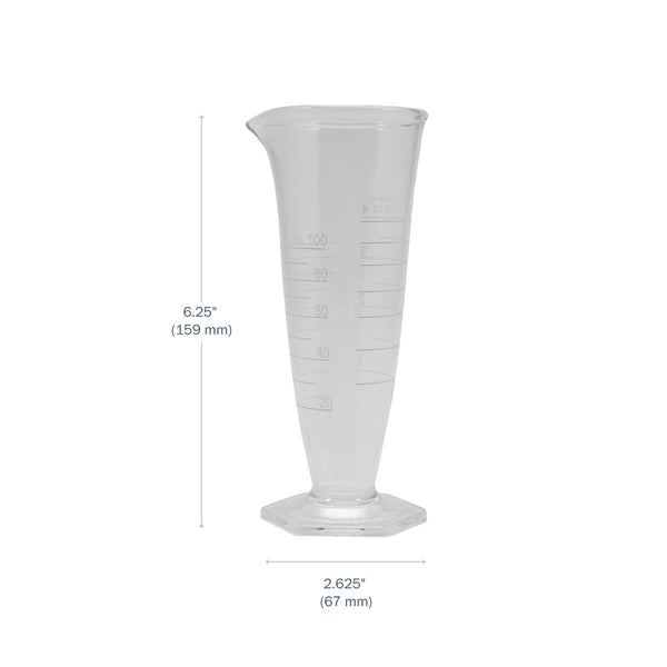 Kimax® Glass Pharmaceutical Dual-Scale Graduates 100 mL dimensions