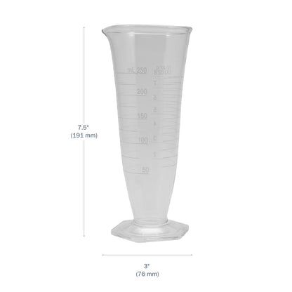 Kimax® Glass Pharmaceutical Dual-Scale Graduates 250 mL dimensions