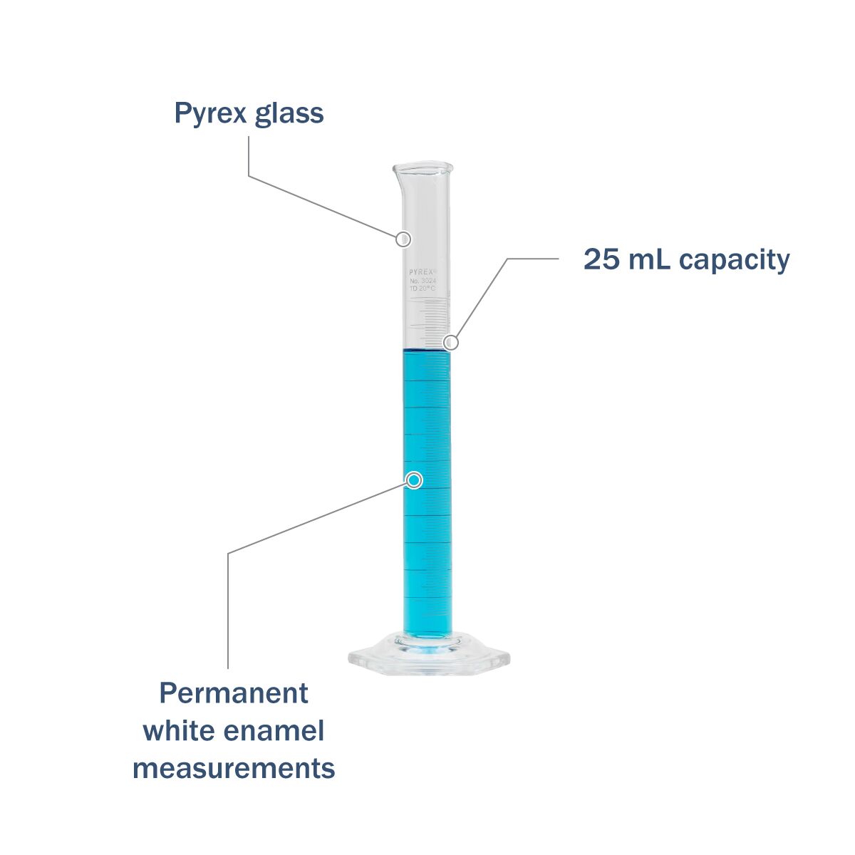 Pyrex® Metric Single Scale Graduated Glass Cylinder