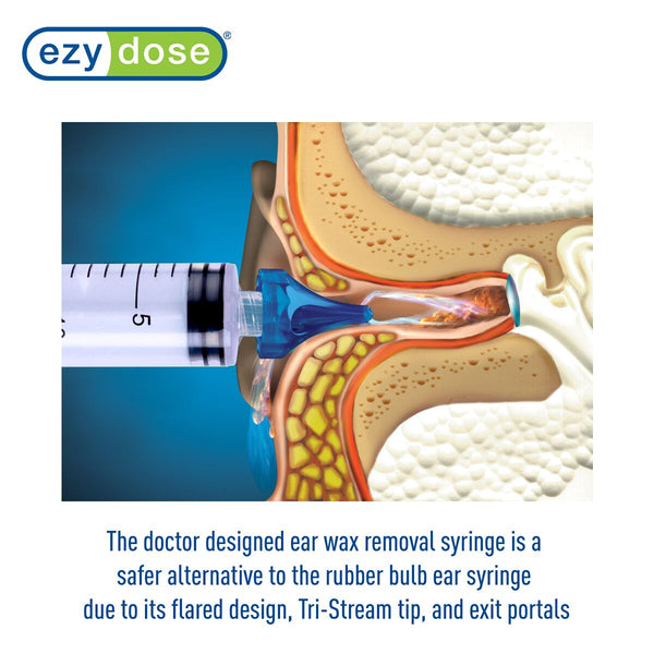 The doctor designed ear wax removal syringe is a safer alternative to the rubber bulb ear syringe due to its flared design