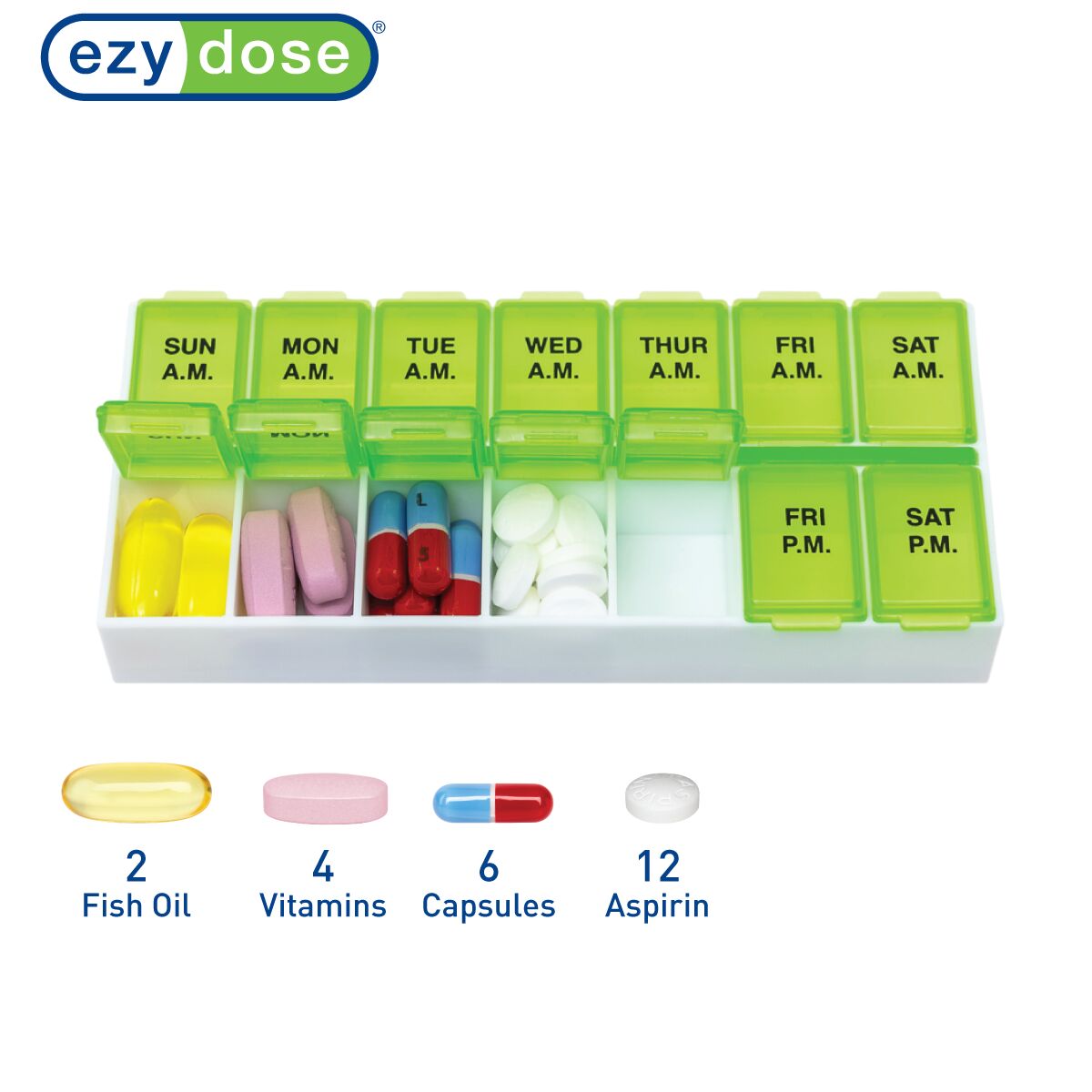 Ezy Dose weekly AM/PM pill organizer pill capacity