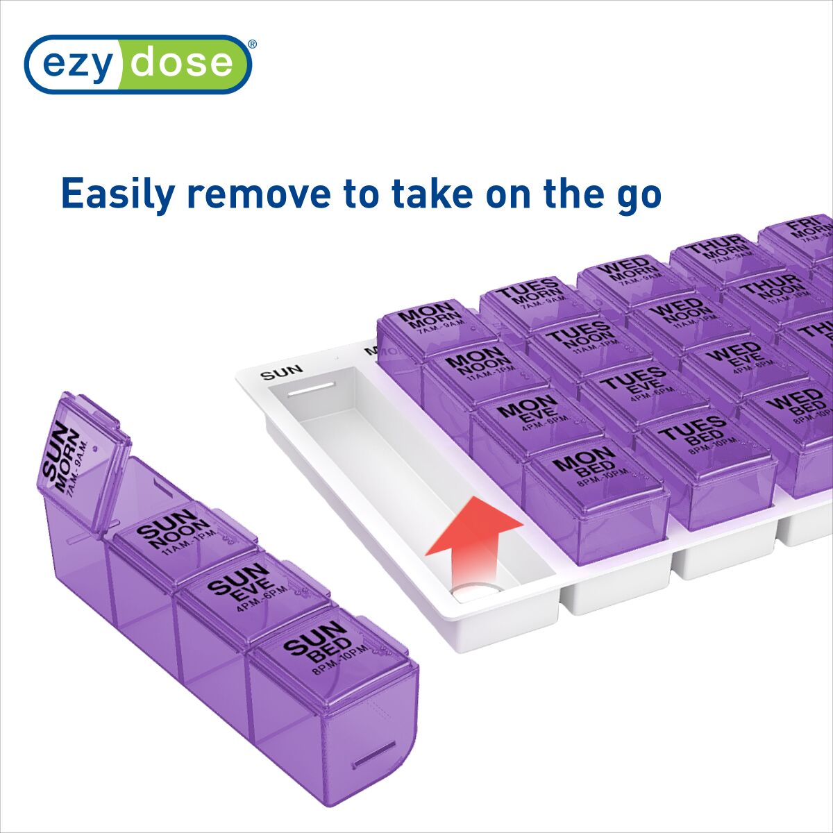 Easily remove the daily compartment to take on the go with you