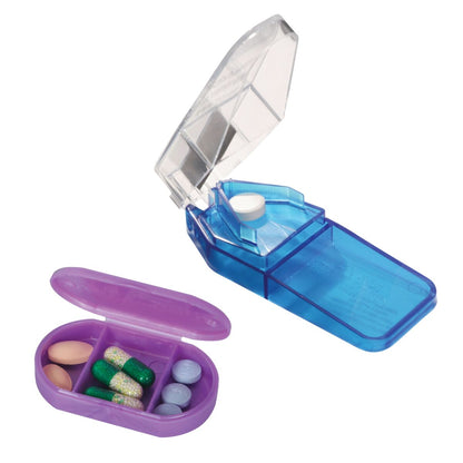 Daily pill organizer and pill cutter