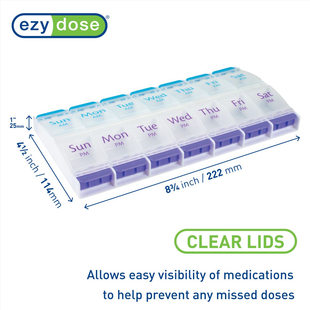 Ezy Dose® Push Button AM/PM Weekly Pill Organizer (XL)