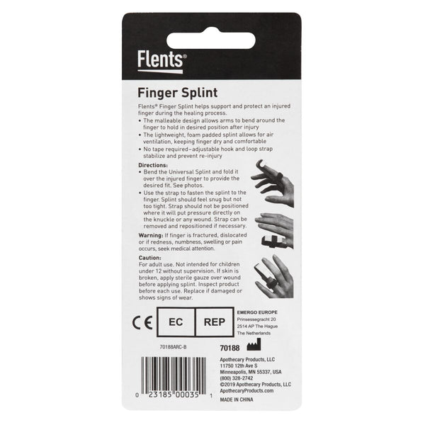 Back packaging of finger splint