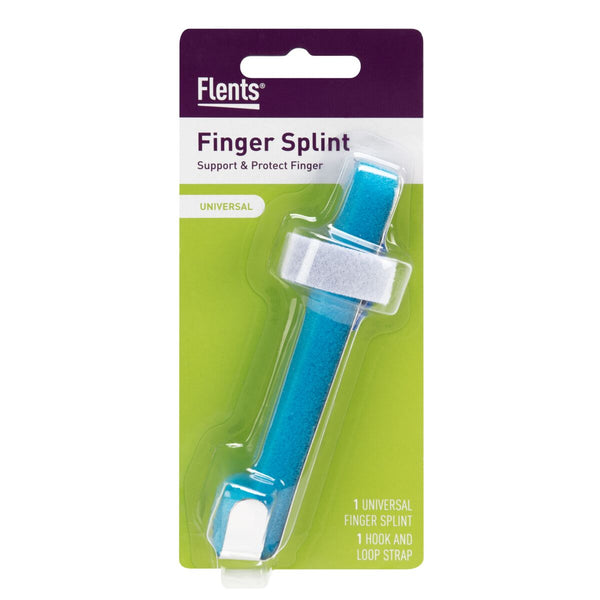 Front packaging of finger splint with strap