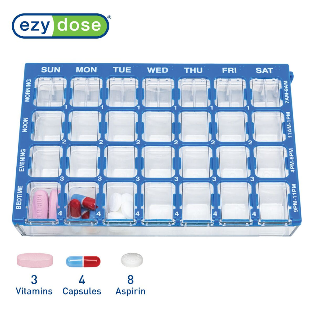 Pharmadose pill organizer pill capacity