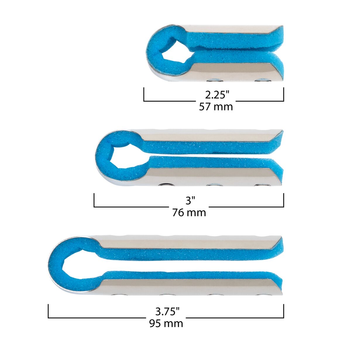 Finger splint value pack includes 3 different sized finger splints