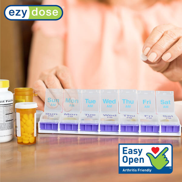 Ezy Dose® Push Button AM/PM Weekly Pill Organizer (XL) is endorsed by the Arthritis Foundation 