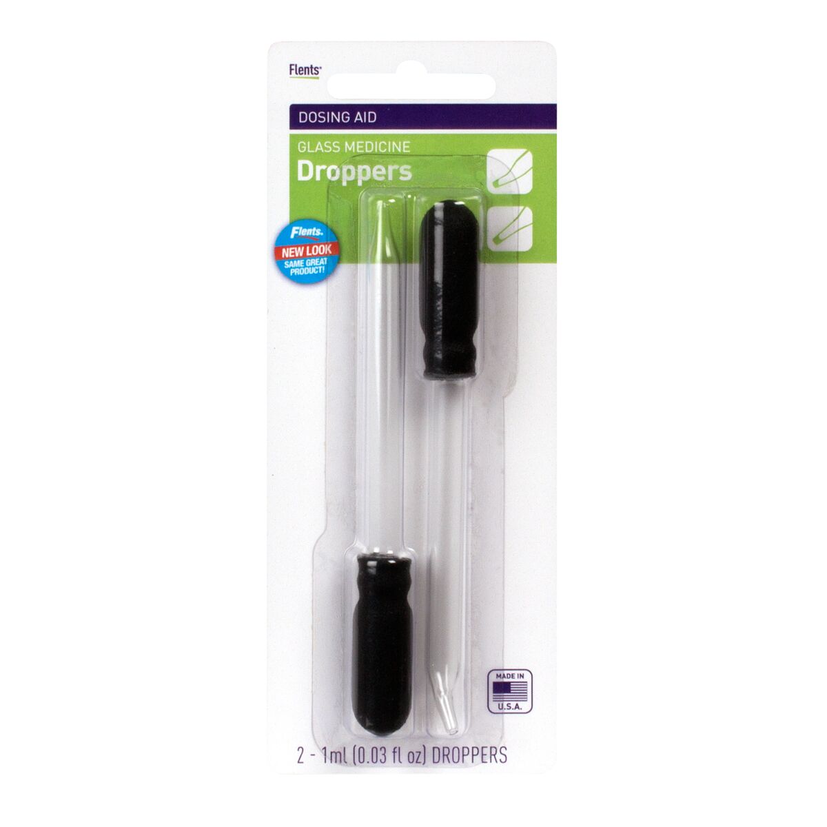 Flents® Bent &amp; Straight-Tip Glass Medicine Droppers (1 mL)