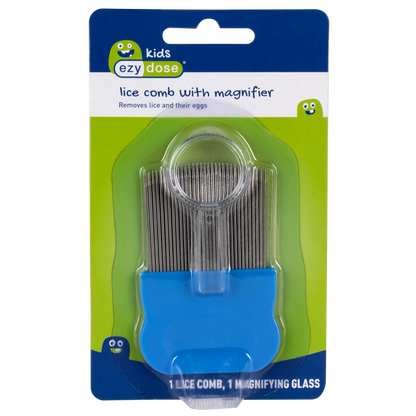 Front packaging of lice comb with magnifying glass