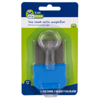 Front packaging of lice comb with magnifying glass