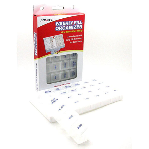 Weekly Pill Organizer, 4 times a day, white