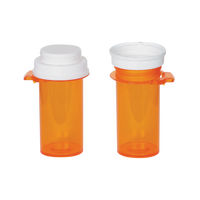 Push-Tab Plastic Vial showing Reversible Cap | Apothecary Products