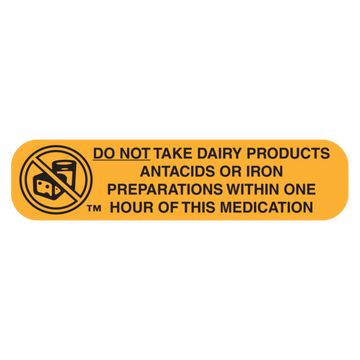 "DO NOT TAKE DAIRY" Label