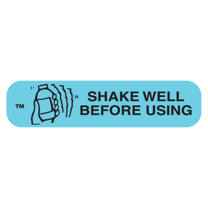 "SHAKE WELL BEFORE USING" Medication Label