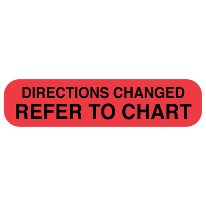"DIRECTIONS CHANGED" medical label