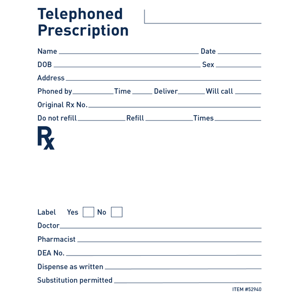 Rx Doctor Telephoned Prescription Pad | Apothecary Products