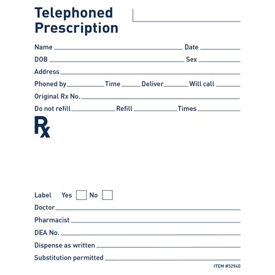 Rx Telephoned Prescription Pad | Apothecary Products