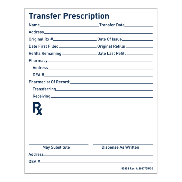 Rx Doctor Transfer Prescription Pad  | Apothecary Products