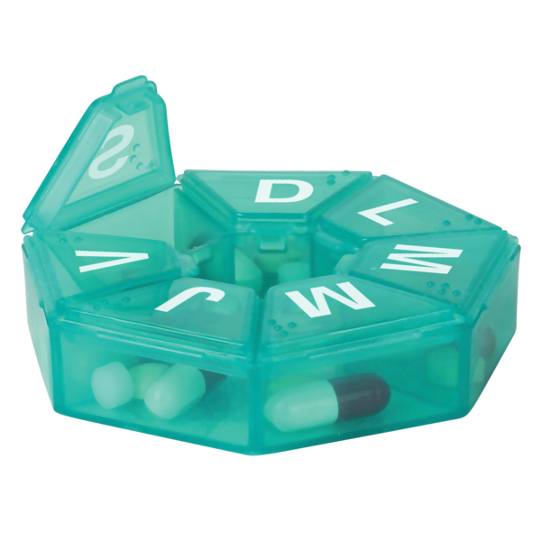 7-sided pill reminder (spanish labels)