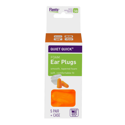 Front packaging Flents ear plugs, 5 pair