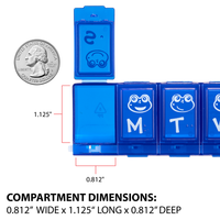 Compartment Dimensions - Weekly Family Pill Planner